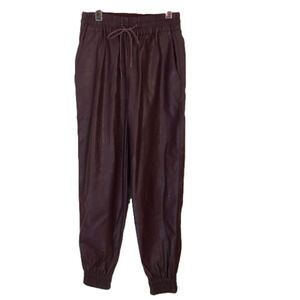 Dynamite High Waisted Faux Leather Burgundy Sacha Joggers XS